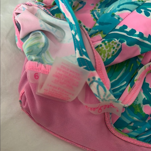 Lilly Pulitzer Pink and Green Tankini with seaweed sand dollar print - Picture 3 of 5